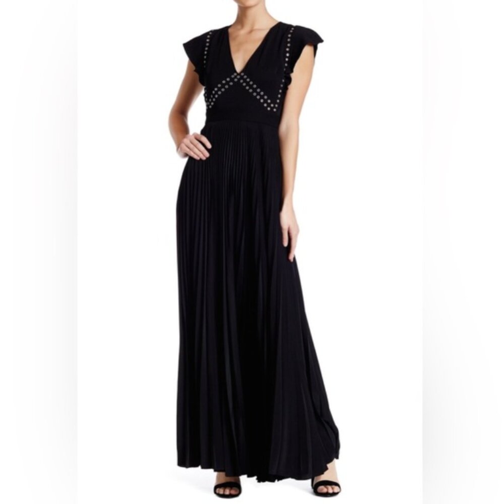 A.L.C. Mara Pleated Gown - Black (Size 8)